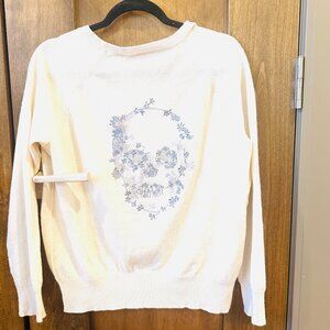 SKULL CASHMERE EMBROIDERED SWEATER MEDIUM